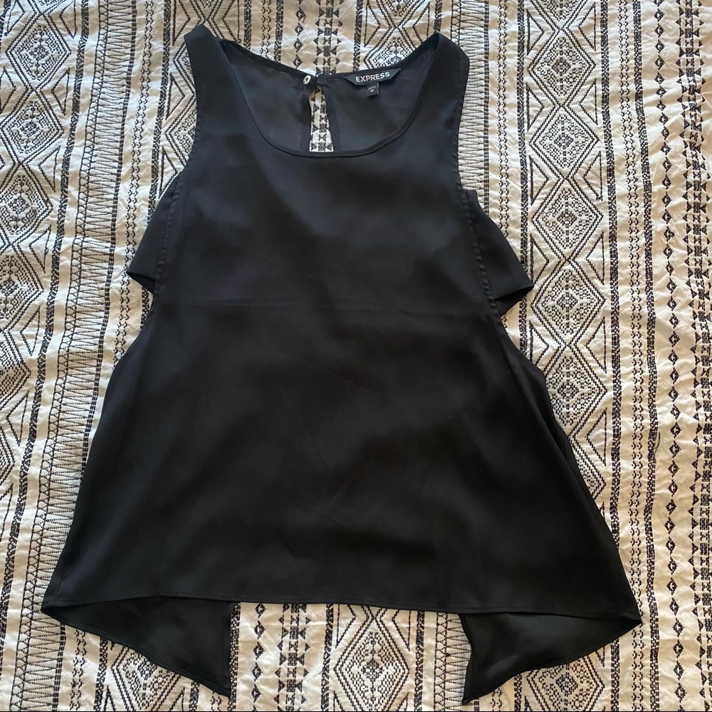 Black open back tank top